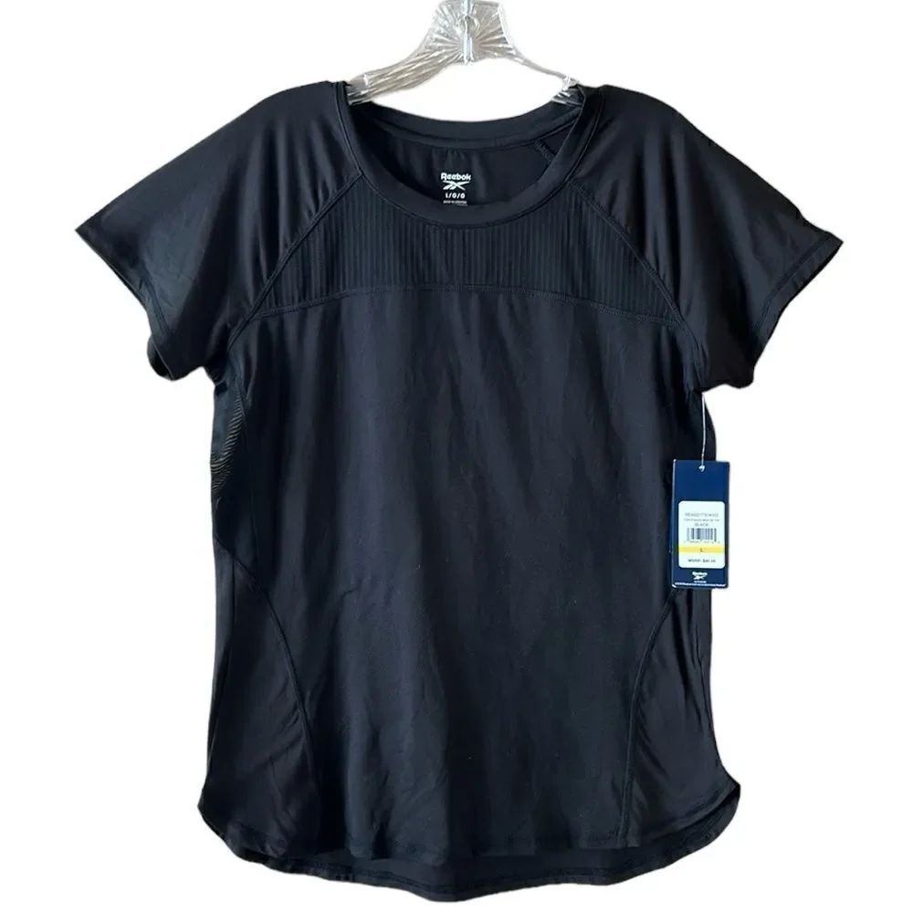 NEW Reebok Black Thrive Mixed Mesh Top